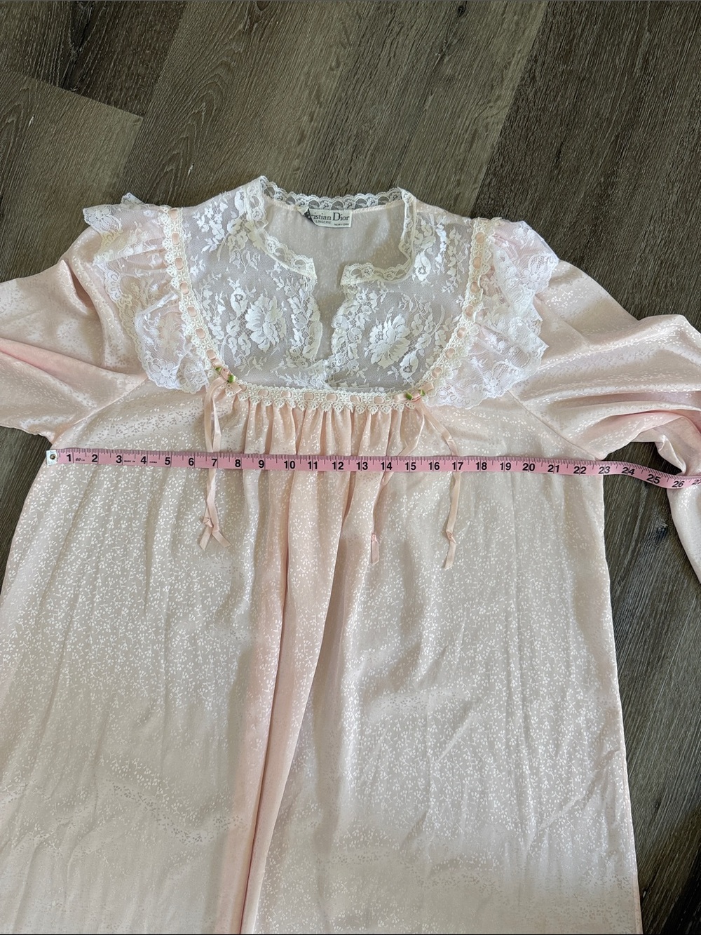 Dior Pink Lace-Trim Lingerie Long Nightgown - Picture 5 of 12